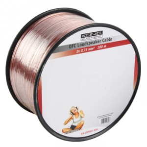 Konig OFC luidsprekerkabel 2 x 0,75 mm op rol 25 m transparant